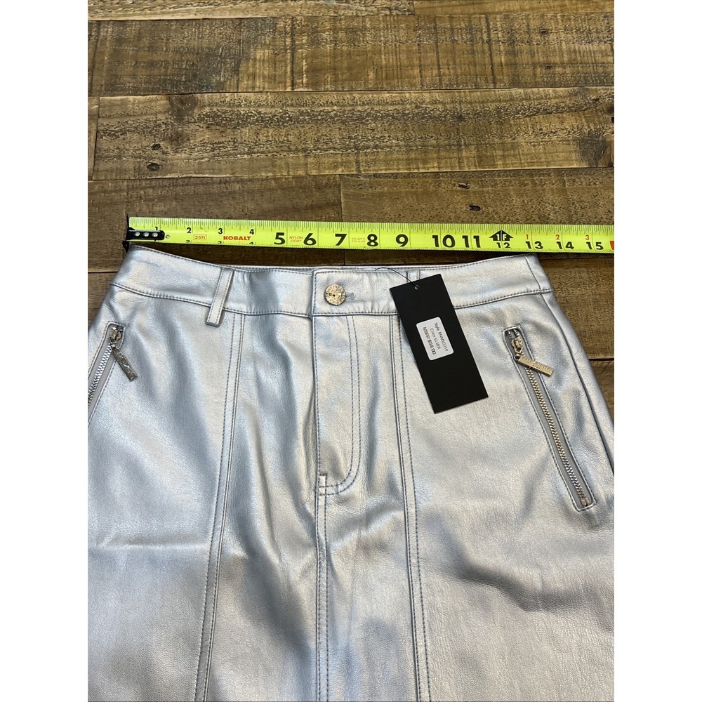 Marc New York Womens Skirt Size 2 Silver Metallic Front Zipper Pockets Mini - Picture 8 of 11